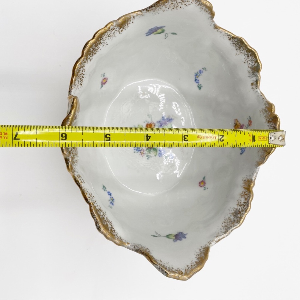 Gold Trimmed Trinket Bowl Candy Bowl with Flower Accent Bowl - Picture 7 of 11
